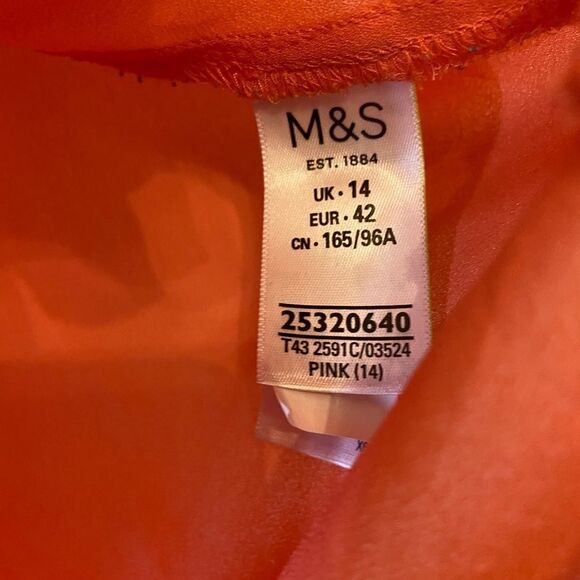 M&S COLLECTION Coral Light Button Up Blouse UK 14 - Picture 6 of 9